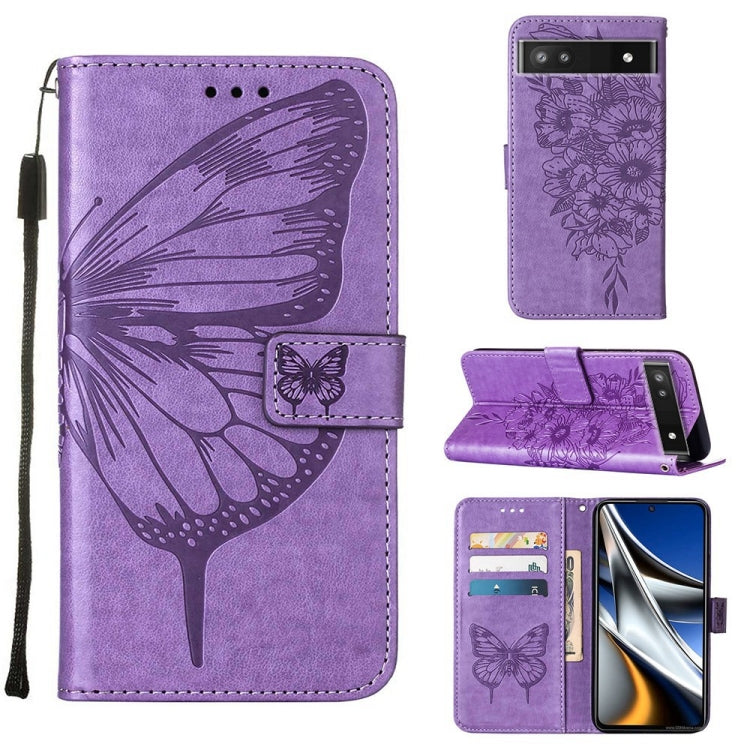 Custodia in pelle con farfalla goffrata per Alcatel 1L 2021, Google Pixel 6a 5G