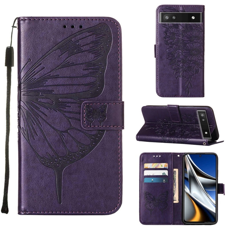 Custodia in pelle con farfalla goffrata per Alcatel 1L 2021, Google Pixel 6a 5G