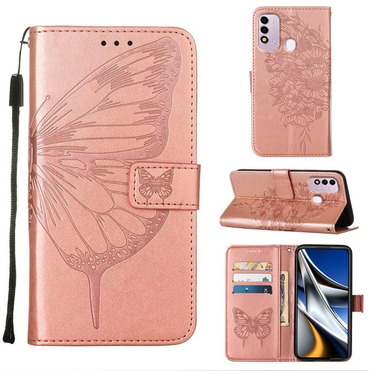Custodia in pelle con farfalla goffrata per Itel P37 Vision 2s