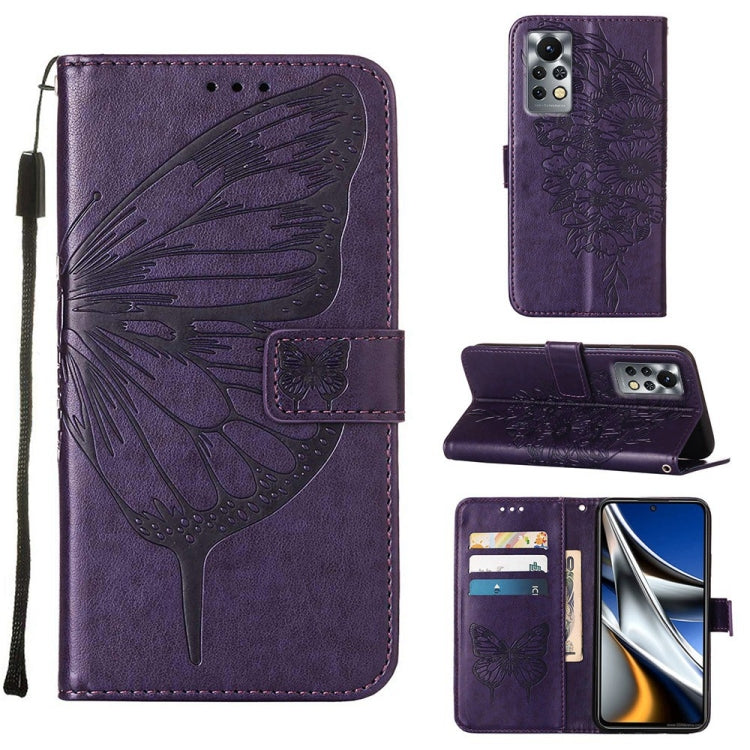 Custodia in pelle con farfalla goffrata per Infinix Note 11, 11i e 11S / Note 11