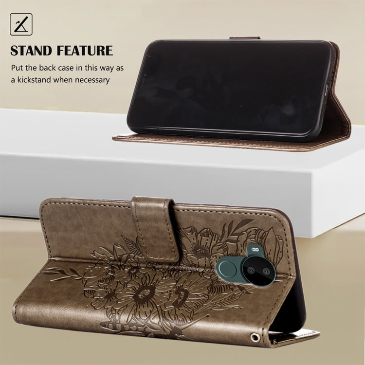 Custodia in pelle con farfalla goffrata per Nokia C30, G21 / G11 e G300, G21/G11