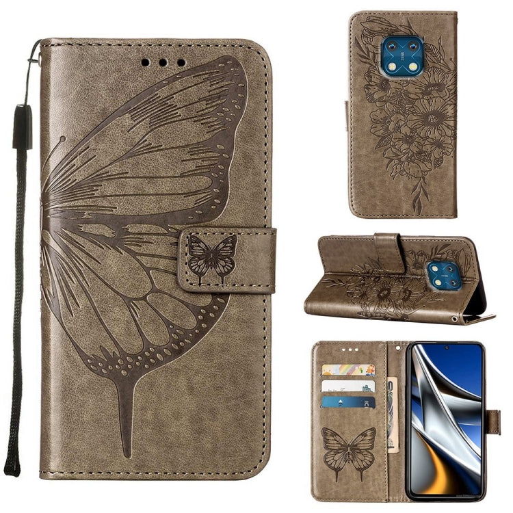 Custodia in pelle con farfalla goffrata per Nokia XR20