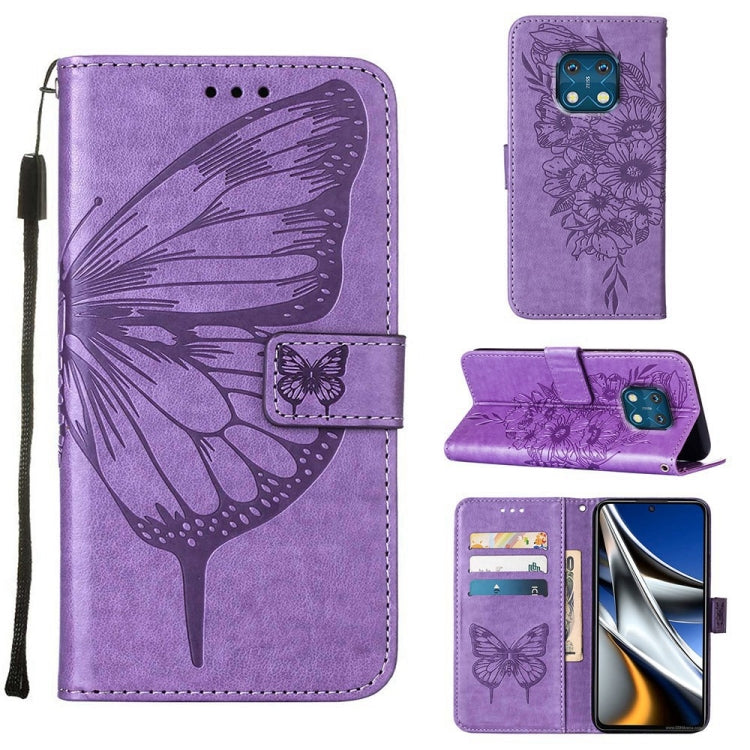 Custodia in pelle con farfalla goffrata per Nokia XR20