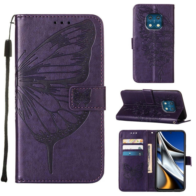 Custodia in pelle con farfalla goffrata per Nokia XR20