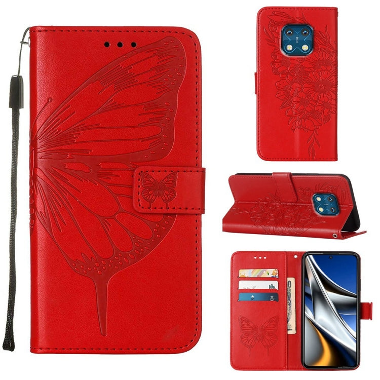 Custodia in pelle con farfalla goffrata per Nokia XR20