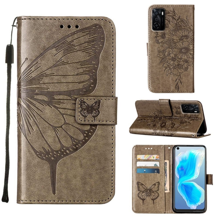 Custodia in pelle con farfalla goffrata per OPPO A55s 5G, Find X5 e Find X5 Pro