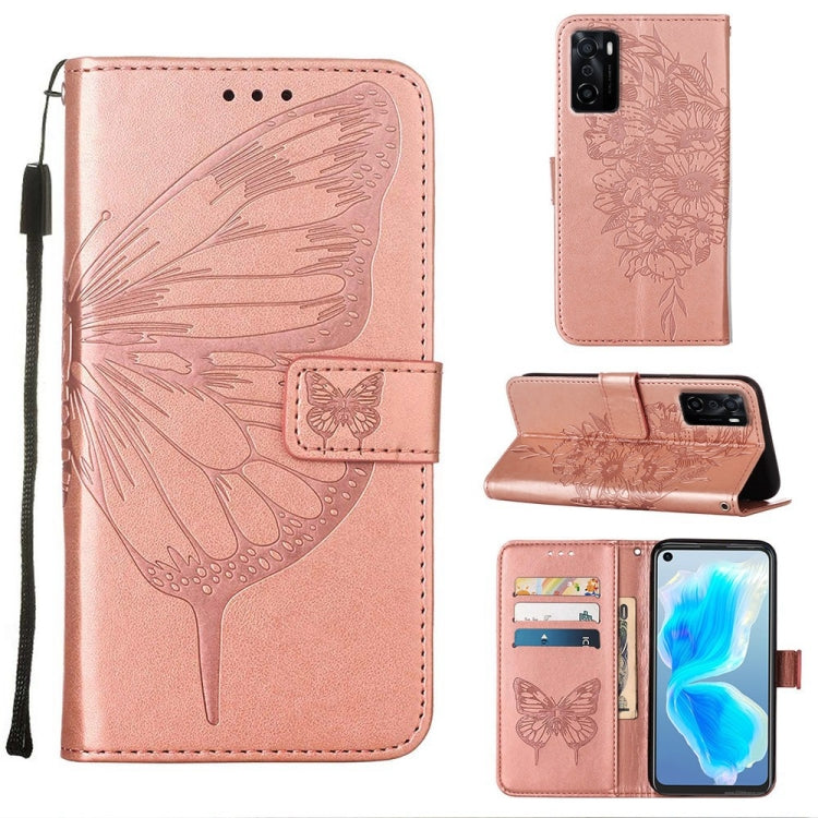 Custodia in pelle con farfalla goffrata per OPPO A55s 5G, Find X5 e Find X5 Pro