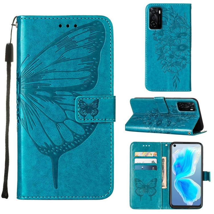 Custodia in pelle con farfalla goffrata per OPPO A55s 5G, Find X5 e Find X5 Pro