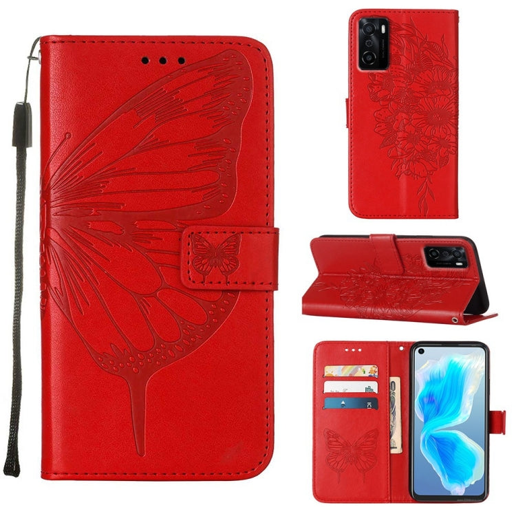 Custodia in pelle con farfalla goffrata per OPPO A55s 5G, Find X5 e Find X5 Pro