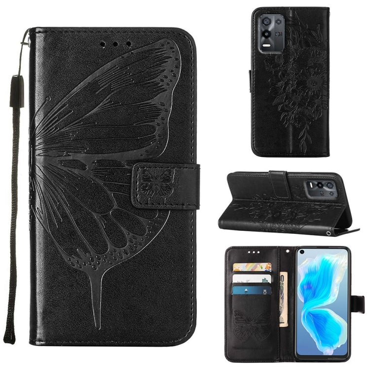 Custodia in pelle con farfalla goffrata per OPPO K9X 5G, Realme C35 e Realme GT2