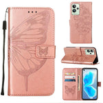 Custodia in pelle con farfalla goffrata per OPPO K9X 5G, Realme C35 e Realme GT2