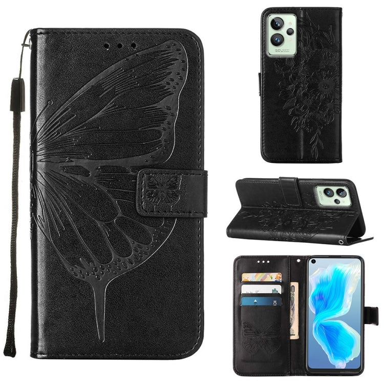 Custodia in pelle con farfalla goffrata per OPPO K9X 5G, Realme C35 e Realme GT2