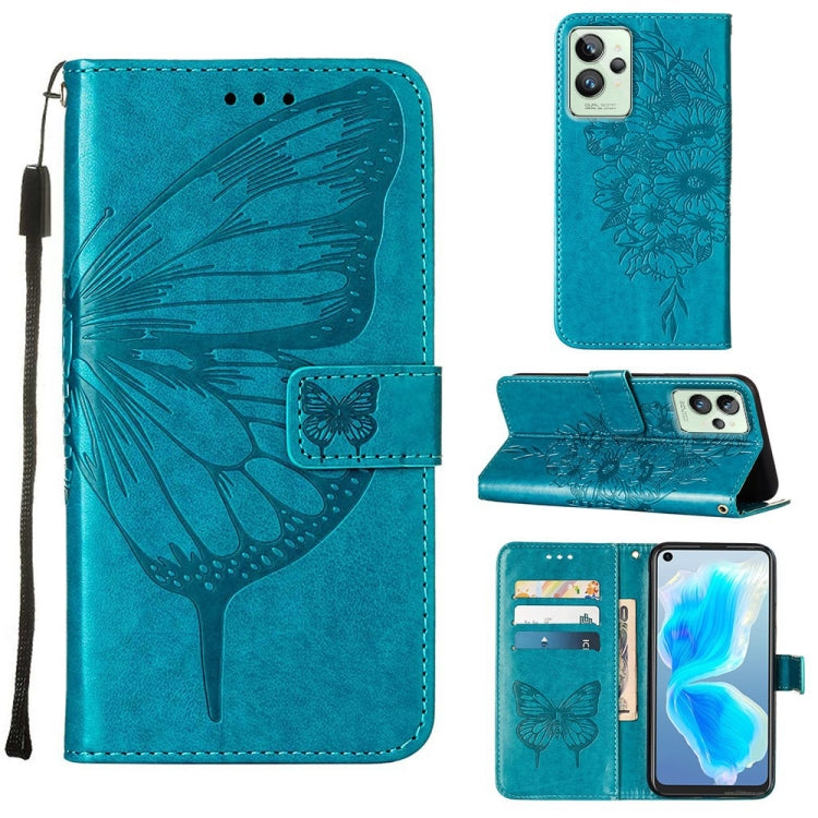 Custodia in pelle con farfalla goffrata per OPPO K9X 5G, Realme C35 e Realme GT2