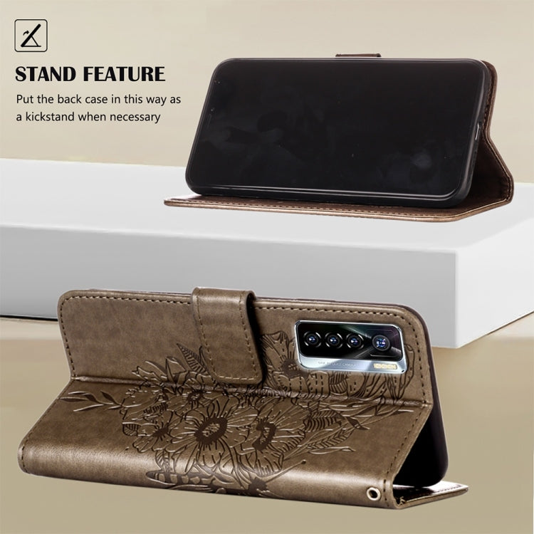 Custodia in pelle con farfalla goffrata per Tecno Camon 17 Pro, 18 Premier e 18i