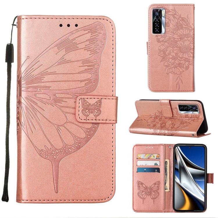 Custodia in pelle con farfalla goffrata per Tecno Camon 17 Pro, 18 Premier e 18i