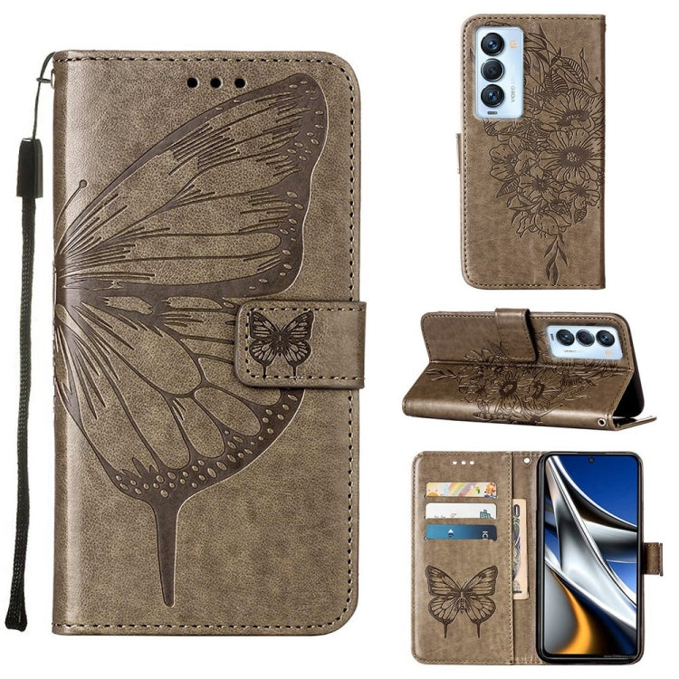Custodia in pelle con farfalla goffrata per Tecno Camon 17 Pro, 18 Premier e 18i