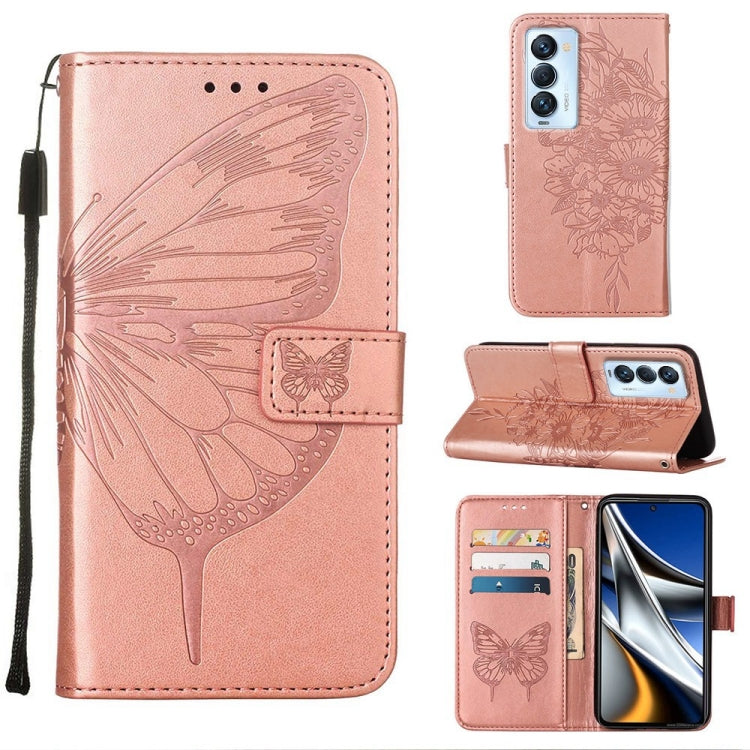 Custodia in pelle con farfalla goffrata per Tecno Camon 17 Pro, 18 Premier e 18i