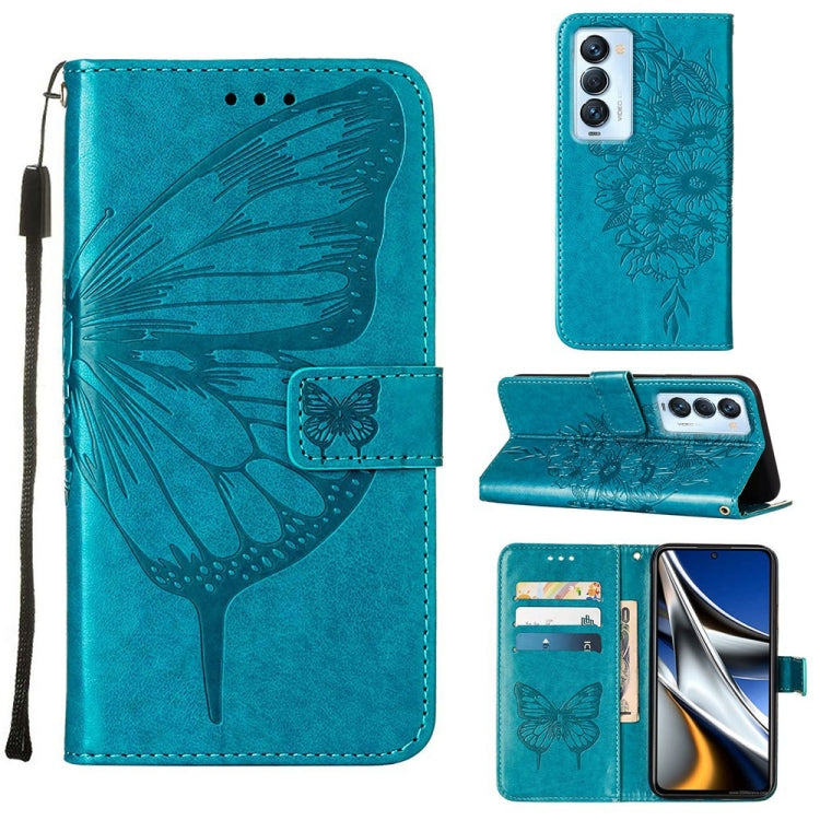 Custodia in pelle con farfalla goffrata per Tecno Camon 17 Pro, 18 Premier e 18i