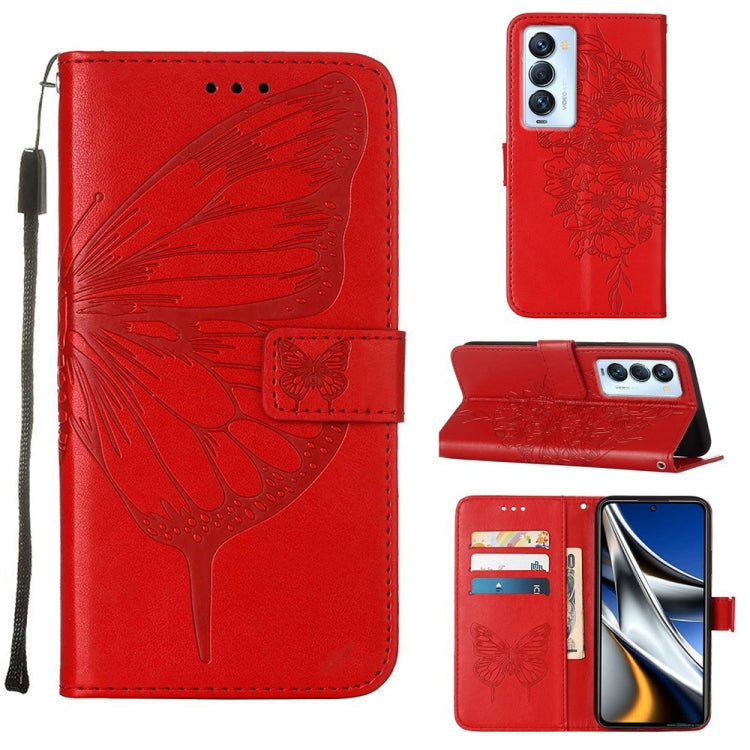 Custodia in pelle con farfalla goffrata per Tecno Camon 17 Pro, 18 Premier e 18i