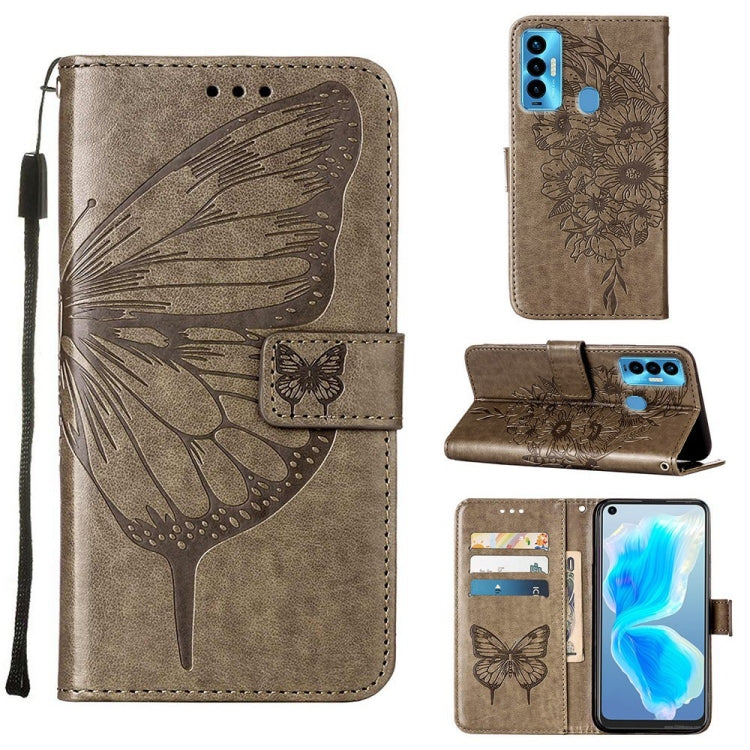 Custodia in pelle con farfalla goffrata per Tecno Camon 17 Pro, 18 Premier e 18i