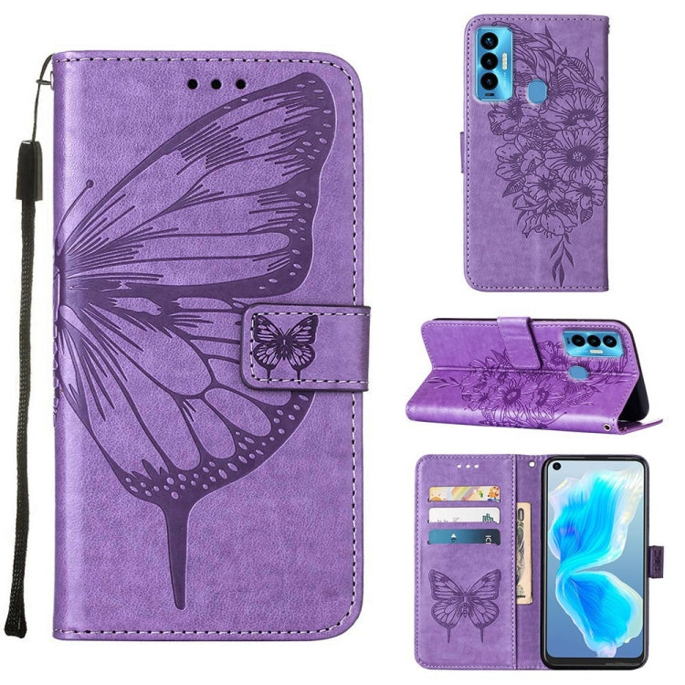 Custodia in pelle con farfalla goffrata per Tecno Camon 17 Pro, 18 Premier e 18i
