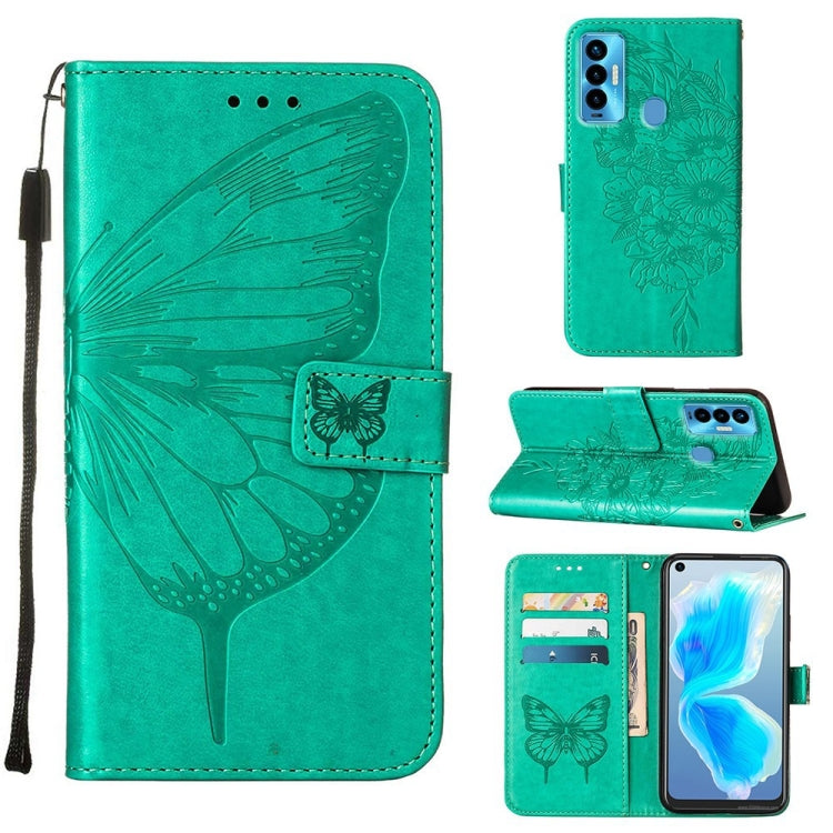 Custodia in pelle con farfalla goffrata per Tecno Camon 17 Pro, 18 Premier e 18i