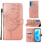 Custodia in pelle con farfalla goffrata per Tecno Camon 17 Pro, 18 Premier e 18i