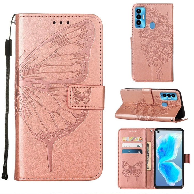 Custodia in pelle con farfalla goffrata per Tecno Camon 17 Pro, 18 Premier e 18i