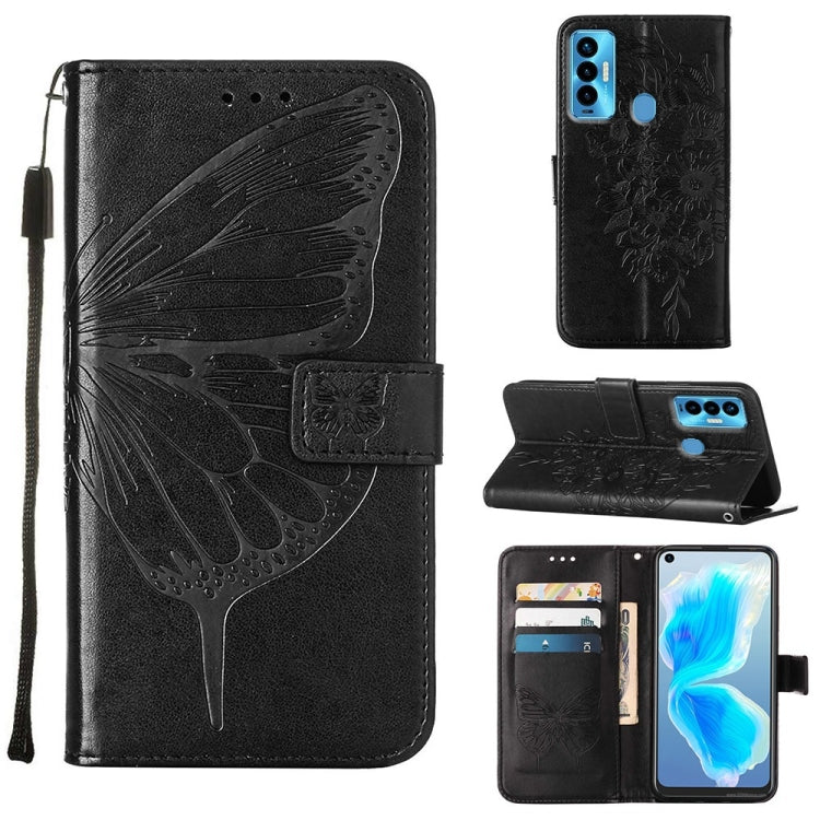 Custodia in pelle con farfalla goffrata per Tecno Camon 17 Pro, 18 Premier e 18i