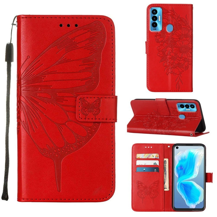 Custodia in pelle con farfalla goffrata per Tecno Camon 17 Pro, 18 Premier e 18i