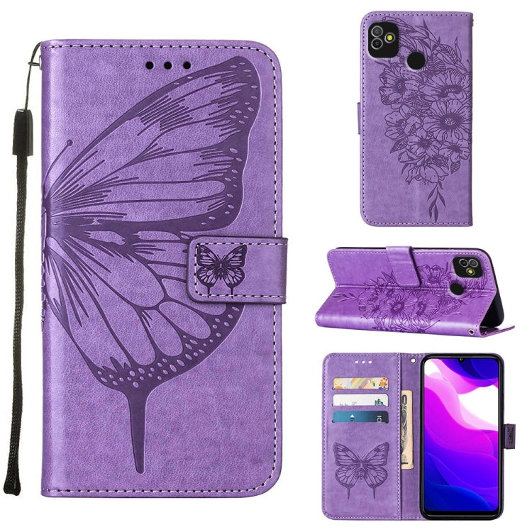 Custodia in pelle con farfalla goffrata per Tecno Camon 18P, Pop 5 Go e Pop 5