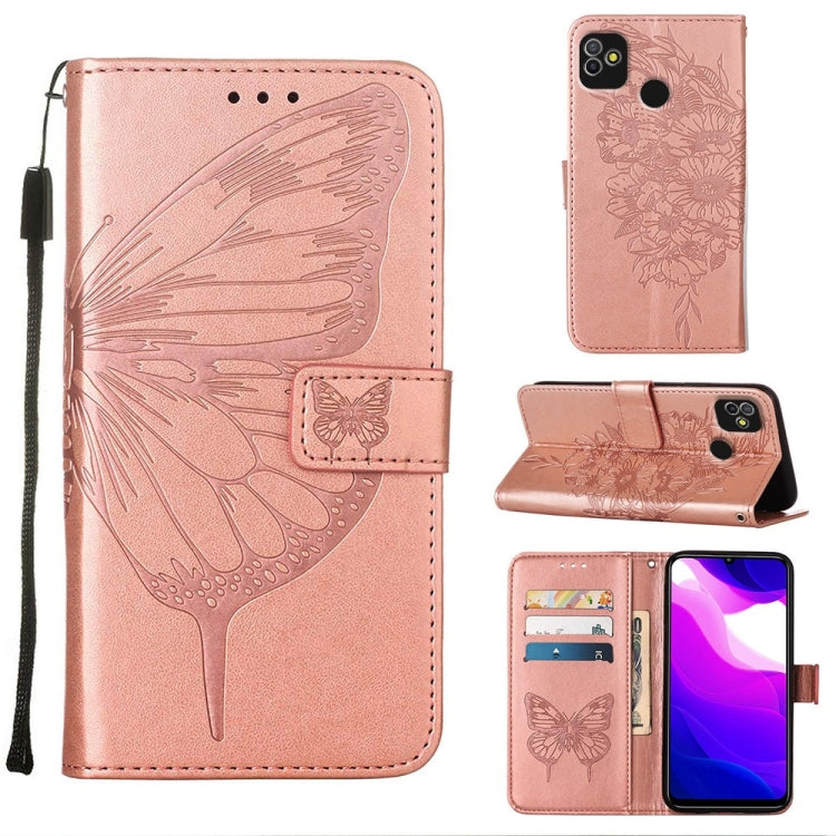 Custodia in pelle con farfalla goffrata per Tecno Camon 18P, Pop 5 Go e Pop 5
