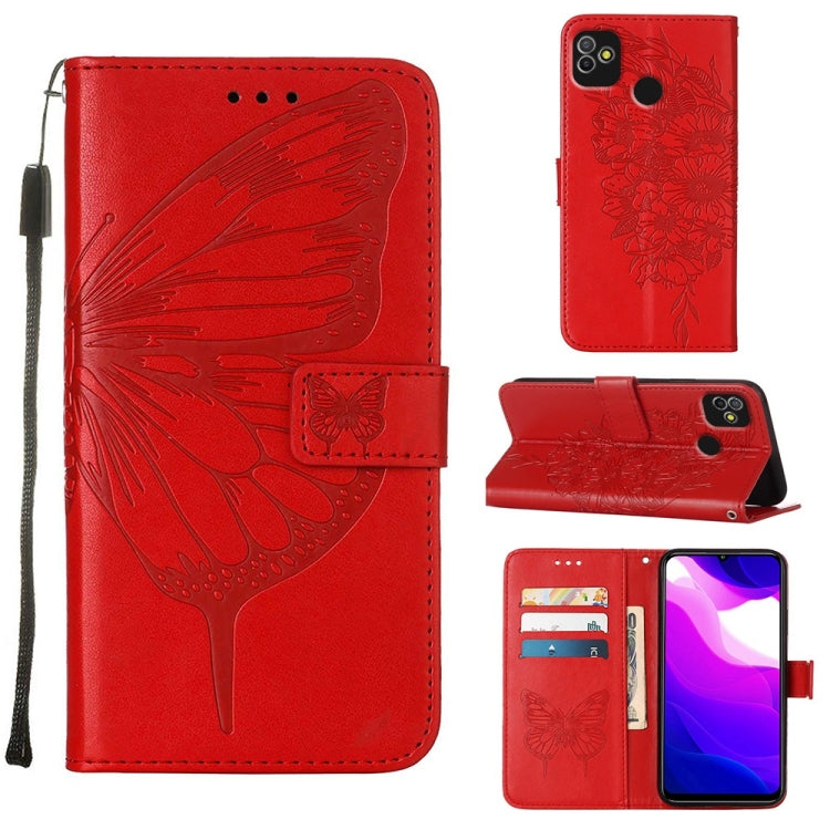 Custodia in pelle con farfalla goffrata per Tecno Camon 18P, Pop 5 Go e Pop 5