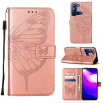 Custodia in pelle con farfalla goffrata per Tecno Camon 18P, Pop 5 Go e Pop 5