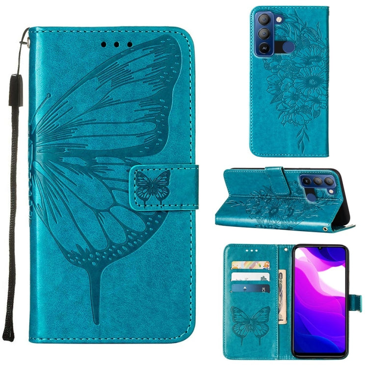 Custodia in pelle con farfalla goffrata per Tecno Camon 18P, Pop 5 Go e Pop 5