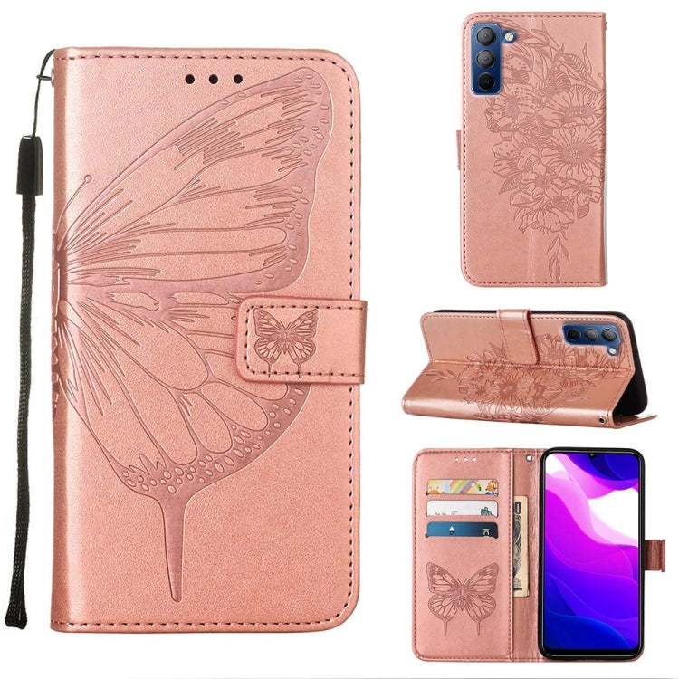 Custodia in pelle con farfalla goffrata per Tecno Pop 5P, Pova 2 e Pova Neo