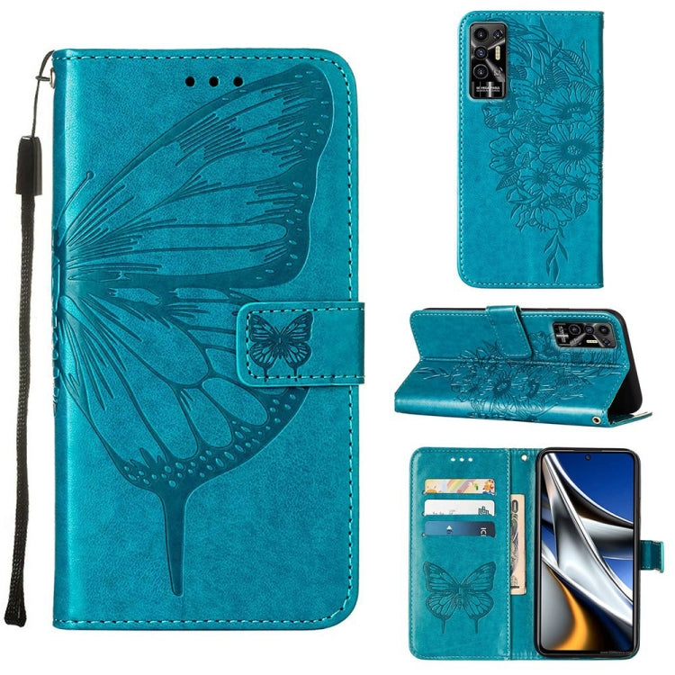 Custodia in pelle con farfalla goffrata per Tecno Pop 5P, Pova 2 e Pova Neo
