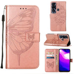 Custodia in pelle con farfalla goffrata per Tecno Pop 5P, Pova 2 e Pova Neo