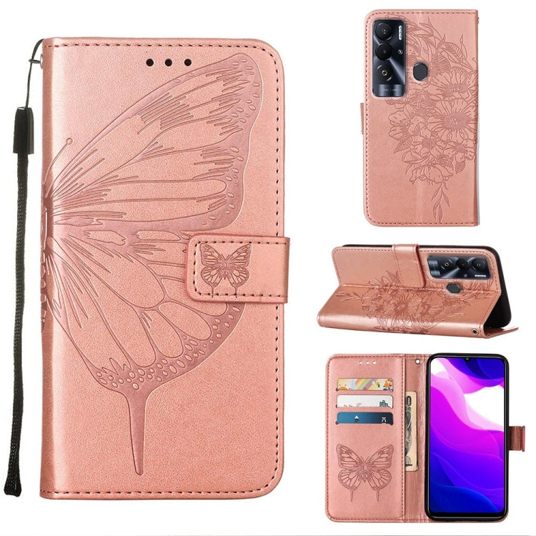 Custodia in pelle con farfalla goffrata per Tecno Pop 5P, Pova 2 e Pova Neo