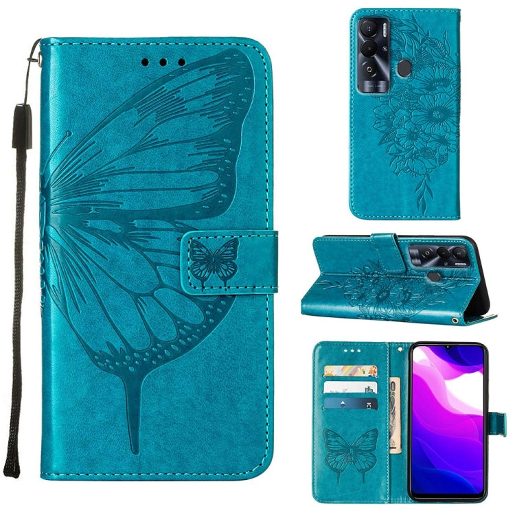 Custodia in pelle con farfalla goffrata per Tecno Pop 5P, Pova 2 e Pova Neo