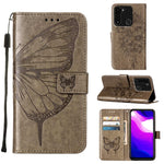 Custodia in pelle con farfalla goffrata per Tecno Spark Go 2022