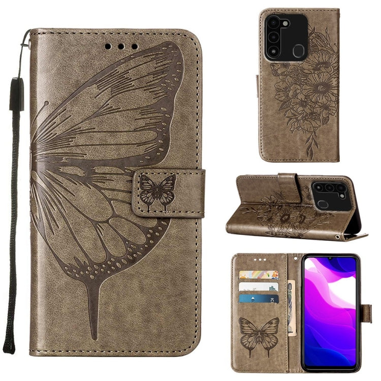 Custodia in pelle con farfalla goffrata per Tecno Spark Go 2022