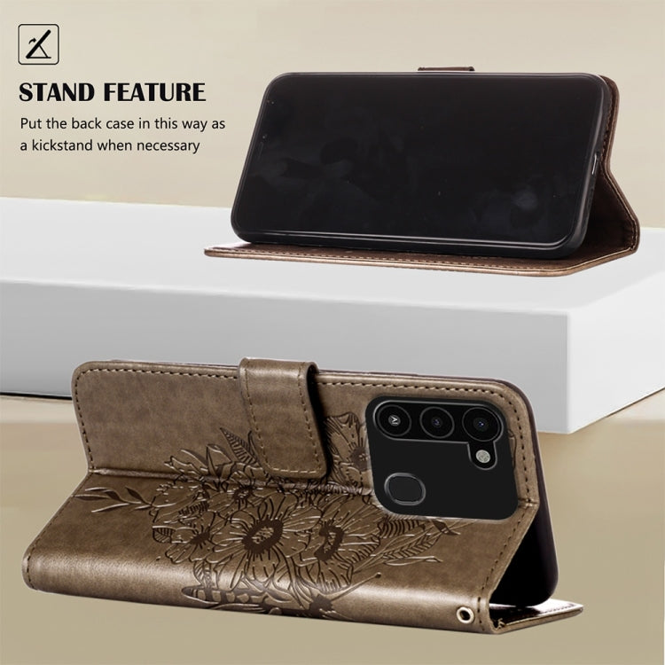 Custodia in pelle con farfalla goffrata per Tecno Spark Go 2022