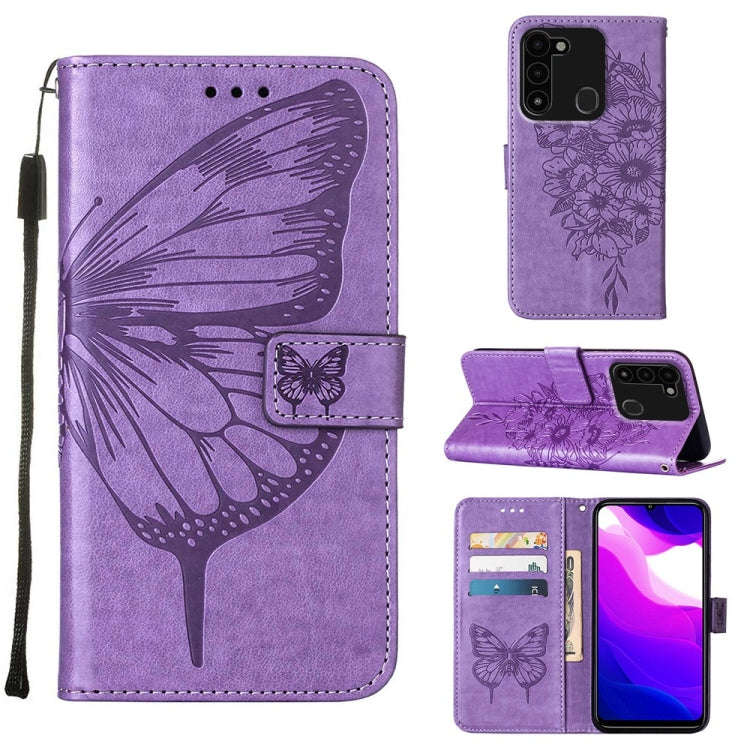 Custodia in pelle con farfalla goffrata per Tecno Spark Go 2022