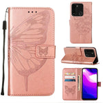 Custodia in pelle con farfalla goffrata per Tecno Spark Go 2022