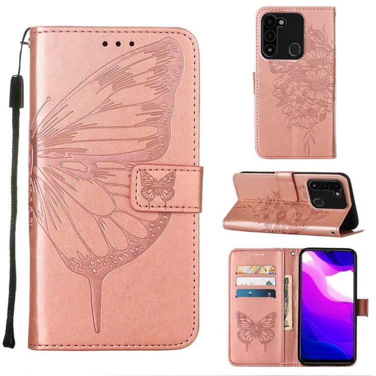 Custodia in pelle con farfalla goffrata per Tecno Spark Go 2022