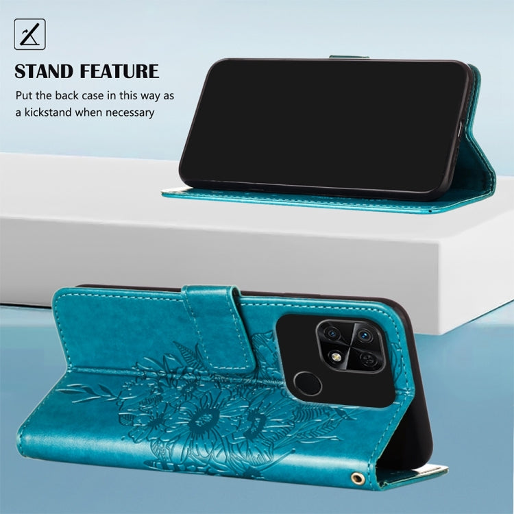 Custodia in pelle con farfalla goffrata per Xiaomi Redmi 10C, K50 e 12