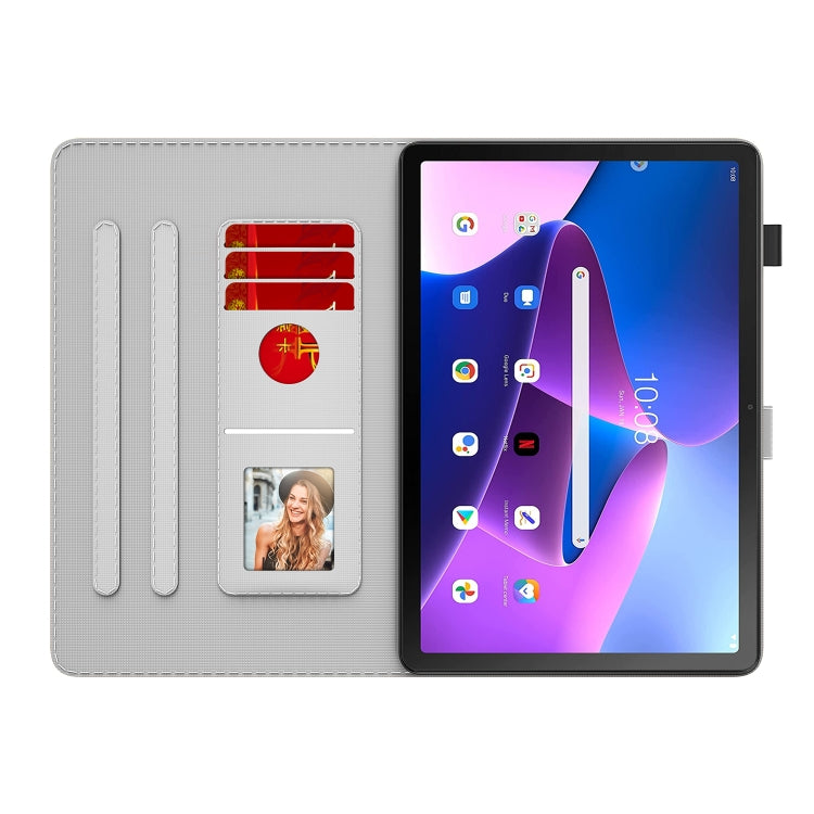 Custodia magnetica in pelle con motivo ad acquerello per Lenovo Tab M10 Plus