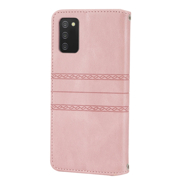 Custodia in pelle per telefono a conchiglia orizzontale con fibbia magnetica a righe in rilievo, For Samsung Galaxy A03s 164.2mm US Version