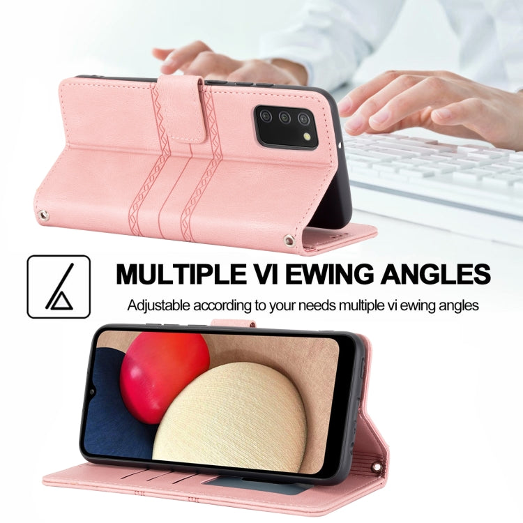Custodia in pelle per telefono a conchiglia orizzontale con fibbia magnetica a righe in rilievo, For Samsung Galaxy A03s 164.2mm US Version